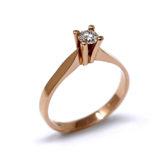 Anello Solitario in Oro Rosa con Diamante CT 0.25