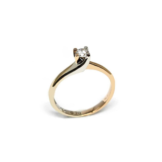 Anello Solitario in Oro Rosa e Champagne con Diamante CT 0.20