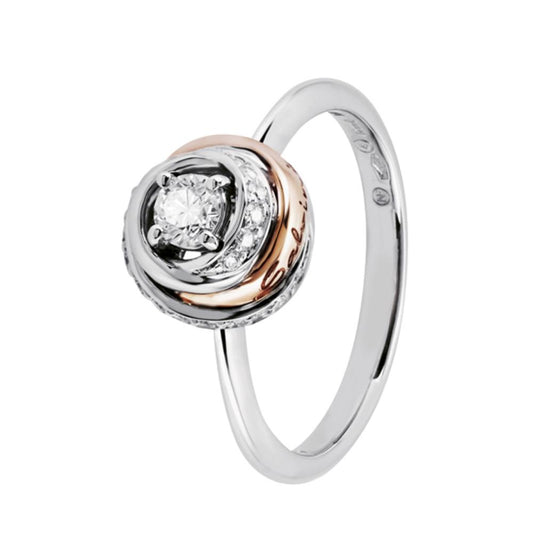 Anello Solitario Salvini  con Diamante CT 0.20 Certificato con giro di Diamanti CT 0,15