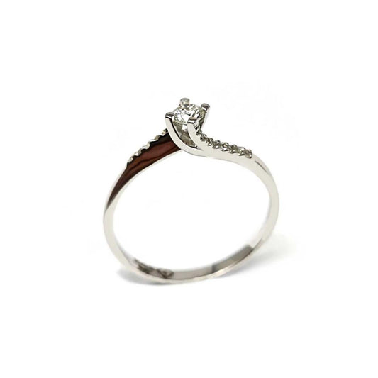Anello Solitario Valentino CT 0.15 con Diamanti Laterali CT 0.07