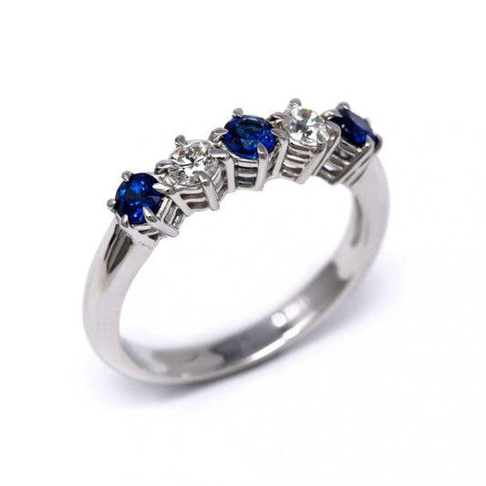 Anello Veretta con Zaffiri CT 0.52 e Diamanti CT 0.26