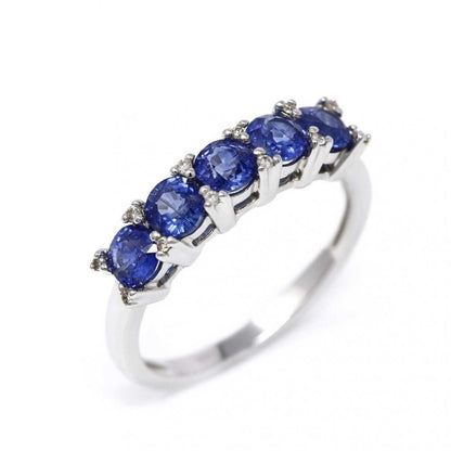 Anello Veretta con Diamanti CT 0.06 e Zaffiri CT 1.50