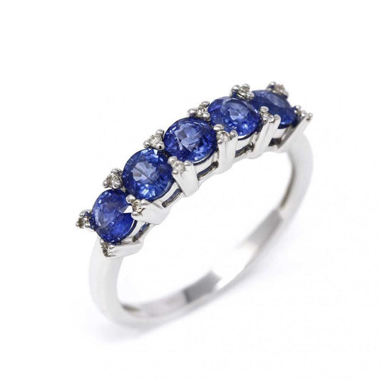 Anello Veretta con Diamanti CT 0.06 e Zaffiri CT 1.50