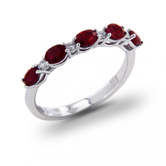Anello Veretta con Rubini CT 1.10 e Diamanti CT 0.10