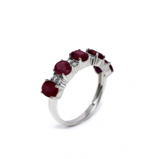 Anello Veretta con Rubini CT 2.44 e Diamanti CT 0.16