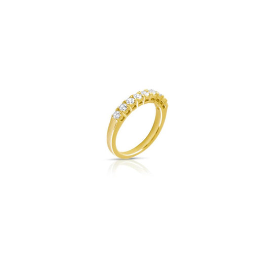 Anello veretta in Argento 925 oro giallo con zirconi bianchi.