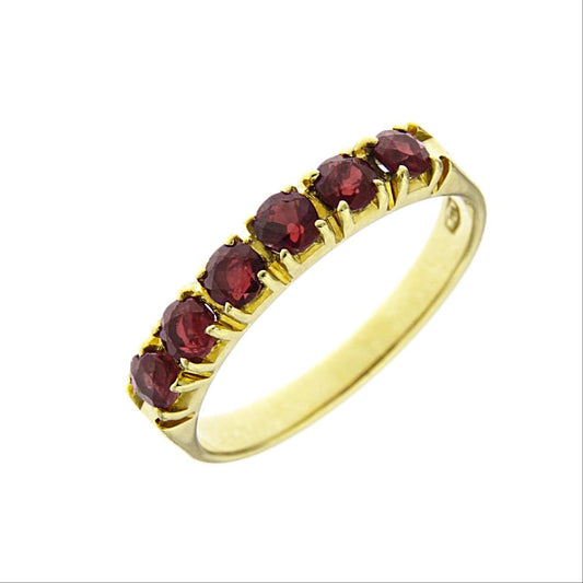 Anello Veretta in Oro Giallo 7 Rubini  CT 0.70