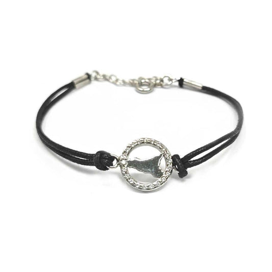 Bracciale caucciù con Sicilia in argento