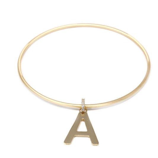 Bracciale cerchio Le Letterine con lettera A pendente lucidata a mano