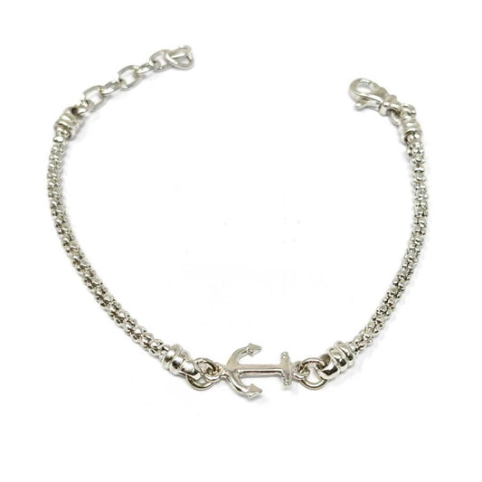 Bracciale con ancora in argento rodiato