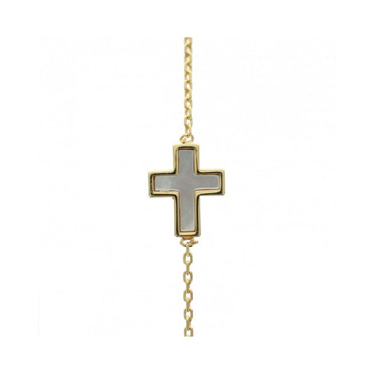 Bracciale con croce e cuori in Argento Dorato