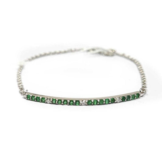 Bracciale con Diamanti e Smeraldi in Oro 9kt