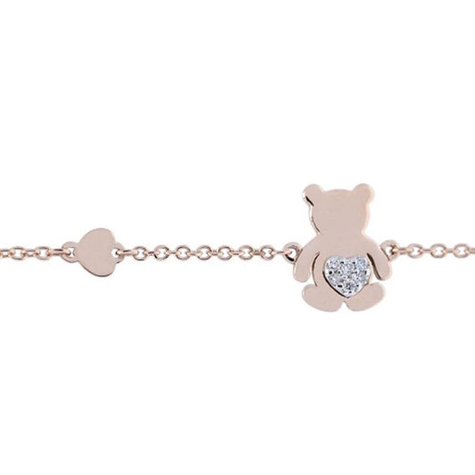 Bracciale con Orsetto in Oro Rosa e Diamanti CT 0.04