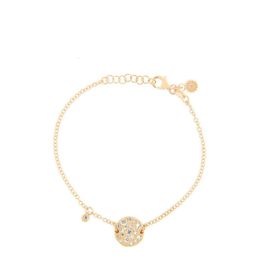 Bracciale con Pendente Tondo in Argento Gialo e Zirconi Bianchi ALISEI