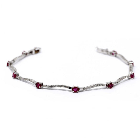 Bracciale con Rubini Ovali CT 2,39 e Onde di Diamanti CT 0,58