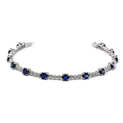 Bracciale con Zaffiri Ovali CT 6.24 e Diamanti CT 0.43