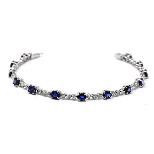 Bracciale con Zaffiri Ovali CT 6.24 e Diamanti CT 0.43