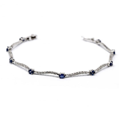 Bracciale con Zaffiri Ovali CT 2.16 e onde di Diamanti CT 0.58