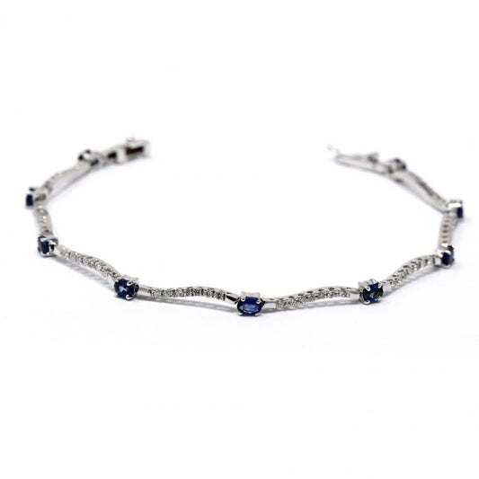 Bracciale con Zaffiri Ovali CT 2.16 e onde di Diamanti CT 0.58