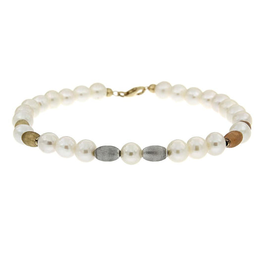Bracciale di Perle Freshwater 5,5/6 mm con 6 sfere in Oro