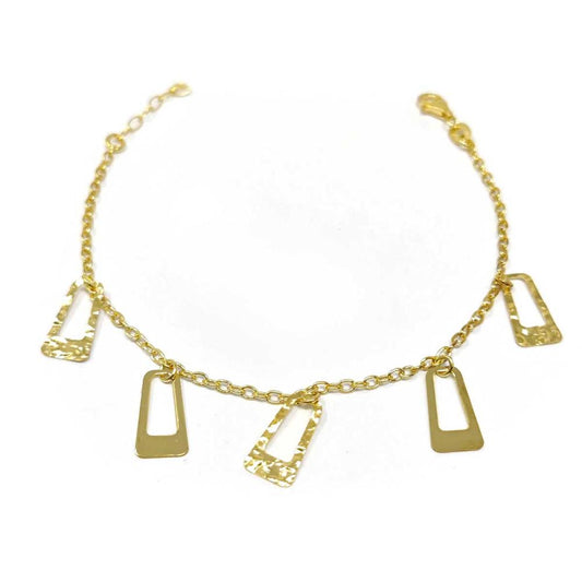 Bracciale dorato con ciondoli stilizzati rettangolari