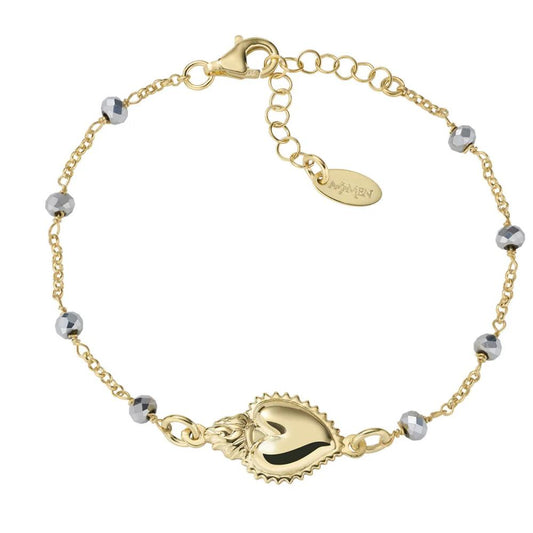 Bracciale Dorato Sacro Cuore con Cristalli Grigi Ref.BRSCGGG