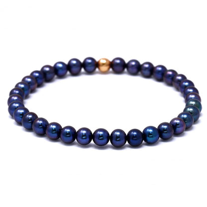 Bracciale Elastico con Perle blu di Acqua Dolce