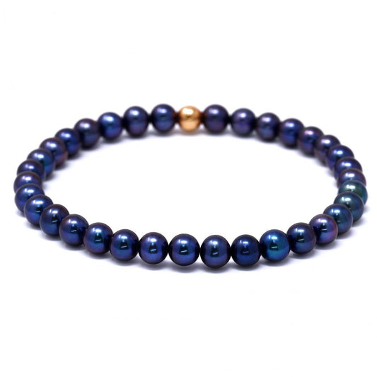 Bracciale Elastico con Perle blu di Acqua Dolce