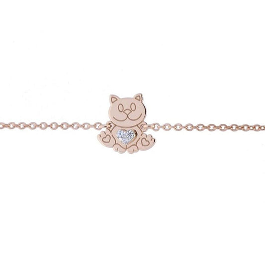 Bracciale Gatto in Oro Rosa e Diamanti CT 0.03