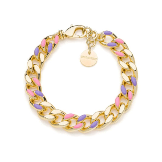 Bracciale groumette smalto rosa e lilla