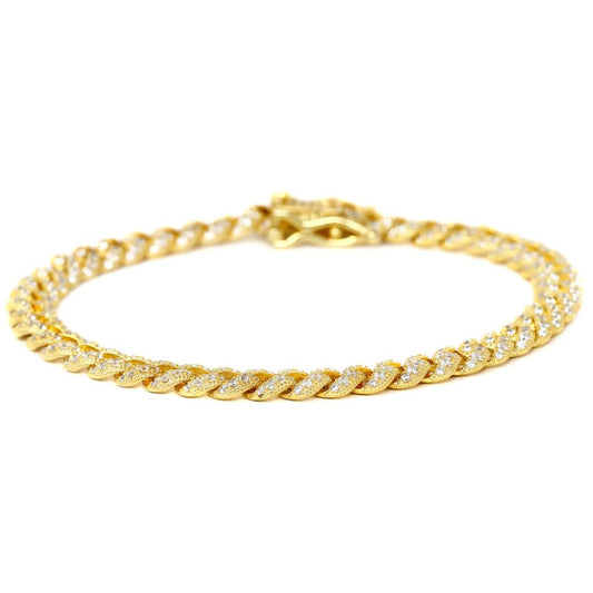 Bracciale Grumetta Ovale Zirconato in Argento Giallo cm 18