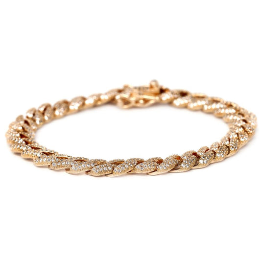 Bracciale Grumetta Ovale Zirconato in Argento Rosa cm 18