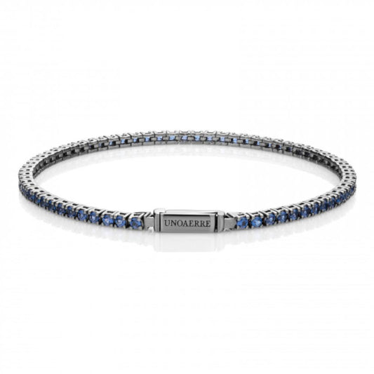 Bracciale in argento brunito con pietre blu UNOAERRE 6077