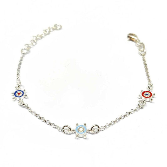 Bracciale in argento con ancore colorate