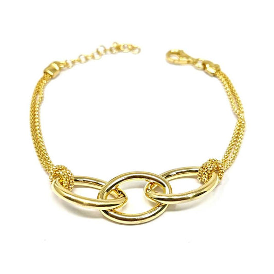 Bracciale in argento dorato con anellini ovali