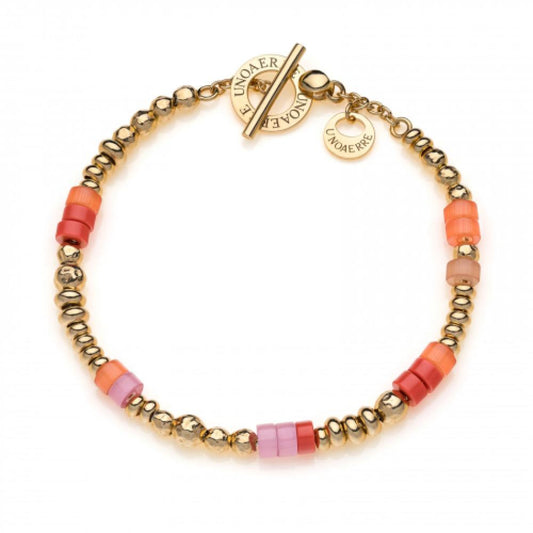 Bracciale in argento dorato con pietre rosa e arancio UNOAERRE 6045
