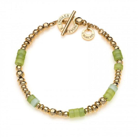 Bracciale in argento dorato con pietre verdi UNOAERRE 6028