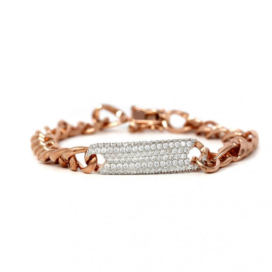 Bracciale in Argento Rosato con Zirconi cm 18.5