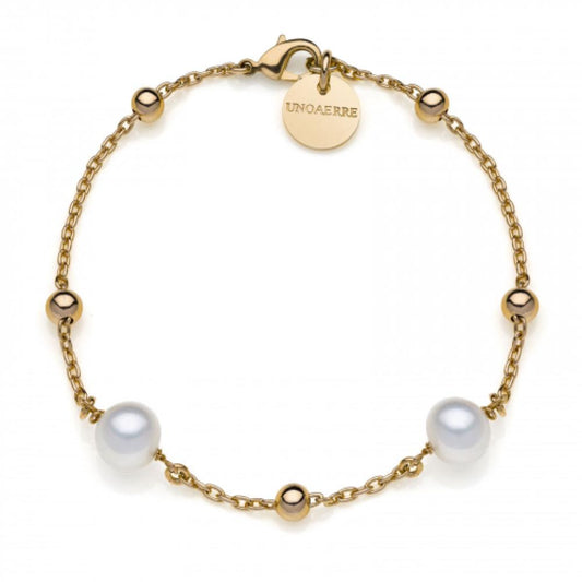 Bracciale in bronzo dorato e perle naturali UNOAERRE