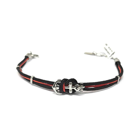 Bracciale Io & Te Nero e Rosso in Acciaio e Corda Amen Ref. ACBRYIANR19