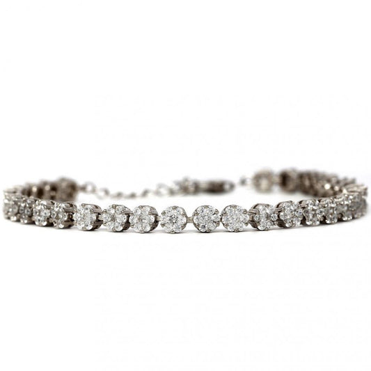 Bracciale Rosette in Argento con Zirconi cm 17.5+3