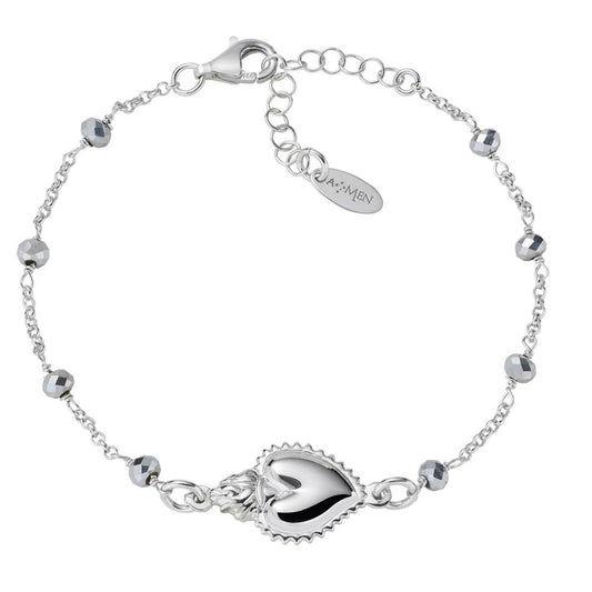 Bracciale Sacro Cuore con Cristalli Grigi Amen Ref. BRSCGBG