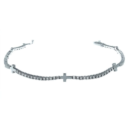 Bracciale Semirigido  con Diamanti alternati da Croci CT 1.40