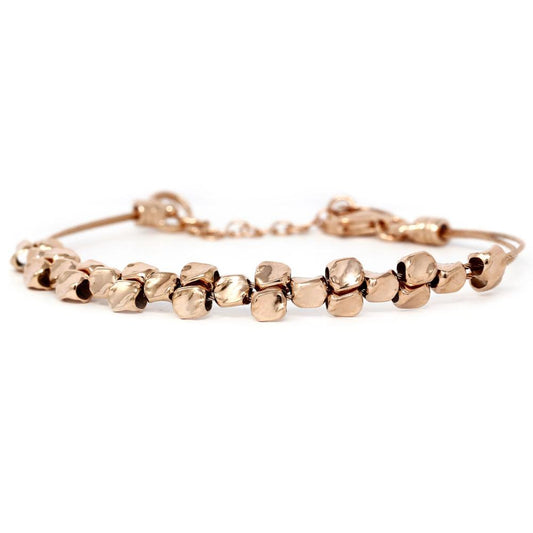 Bracciale Stile Etrusco co Cubetti Rettangolari in Argento 925 Rosa