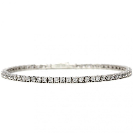 Bracciale Tennis Componibie in Argento con Zirconi Bianchi da 2 mm e cm 18