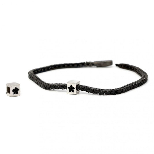 Bracciale Tennis Componibile in Argento Brunito con Zirconi Neri 2 mm cm 17