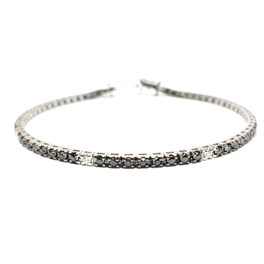 Bracciale Tennis con Diamanti Neri CT 2.25 e Bianchi CT 0.24 VS1 F