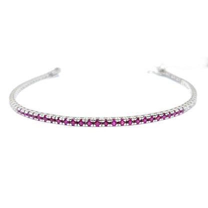 Bracciale Tennis con Diamanti Bianchi e centrali con Rubini