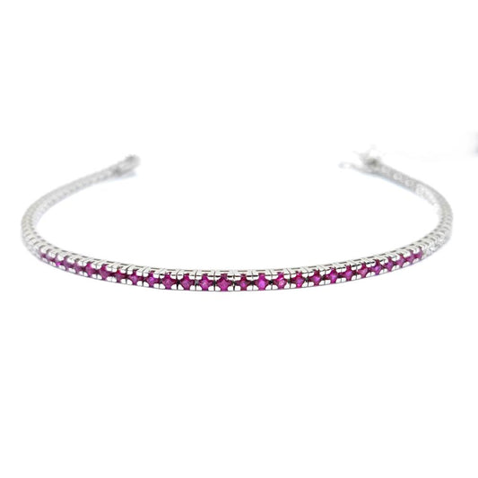 Bracciale Tennis con Diamanti Bianchi e centrali con Rubini