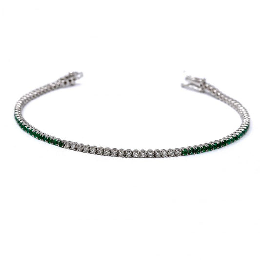 Bracciale Tennis con Smeraldi CT 0.90 e Diamanti Bianchi CT 1.10